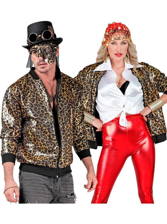 Jaqueta bomber de lantejoulas Leopard