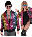 Jaqueta bomber de lantejoulas Leopard Arco iris
