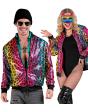 Jaqueta bomber de lantejoulas Leopard Arco iris
