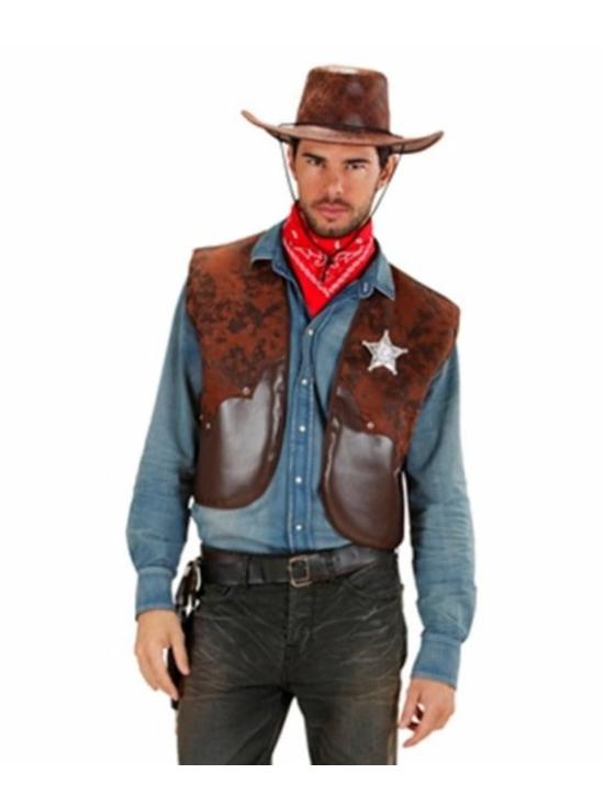 Colete jeans marrom adulto