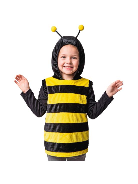 Colete infantil com capuz e estampa de abelha