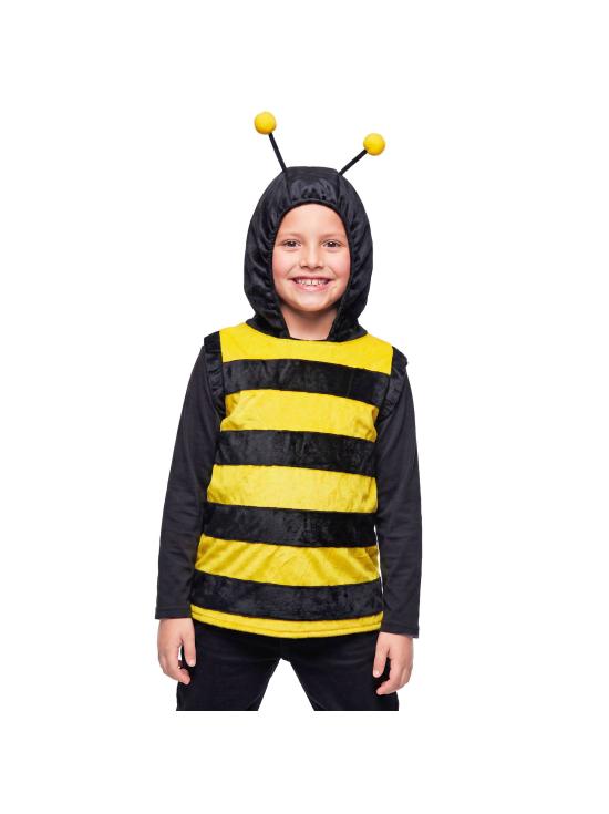 Colete infantil com capuz e estampa de abelha