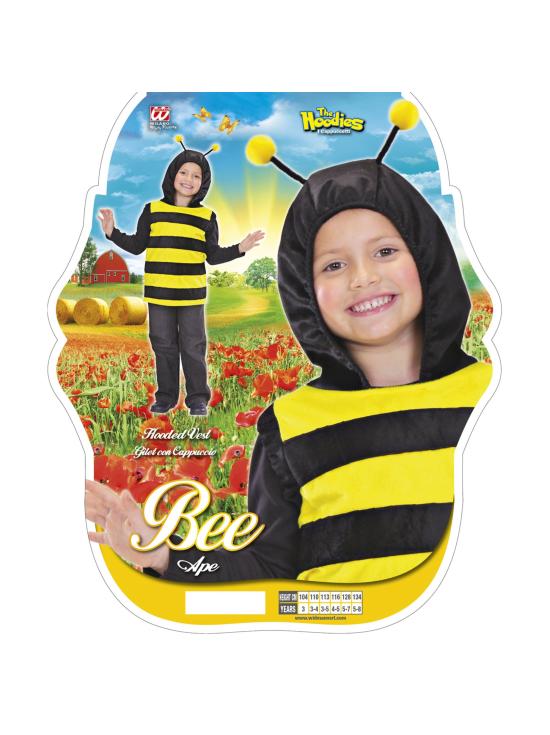 Colete infantil com capuz e estampa de abelha