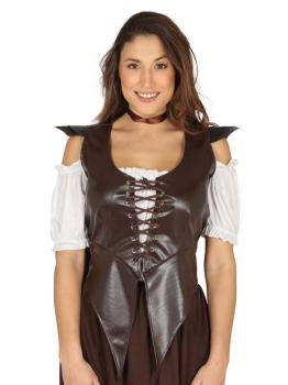 Colete de couro brilhante feminino ajustável