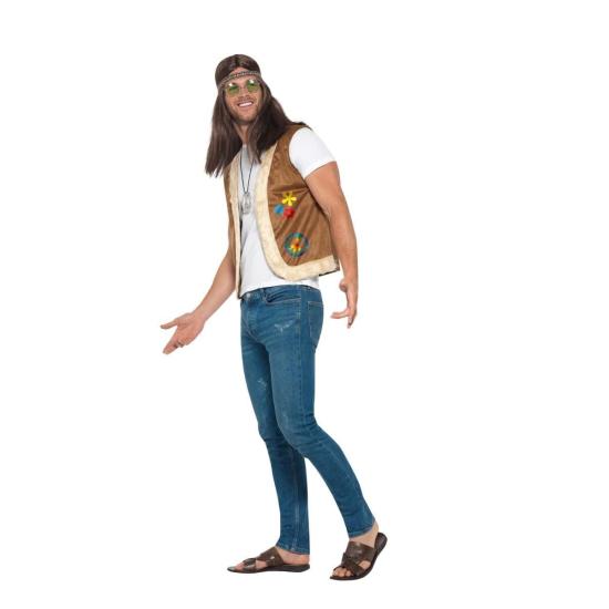 Colete Hippie castanho tamanho adulto
