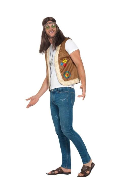 Colete Hippie castanho tamanho adulto