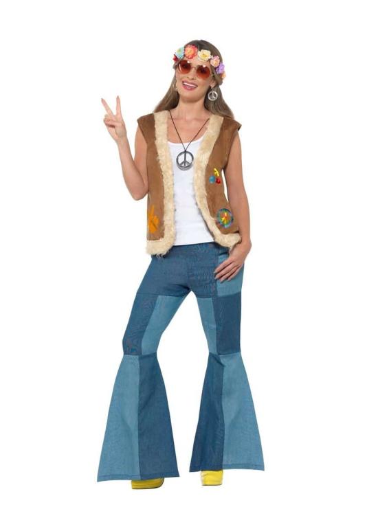 Colete Hippie castanho tamanho adulto