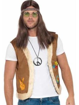Colete Hippie castanho tamanho adulto