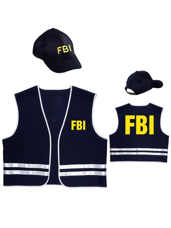 Colete e boné de inspetor do FBI