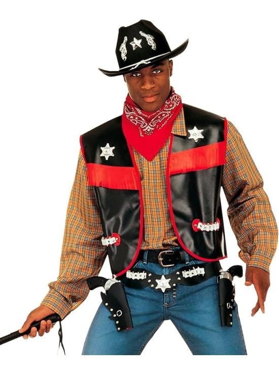 Colete de fantasia de cowboy para homem adulto