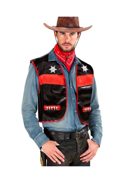 Colete de fantasia de cowboy para homem adulto