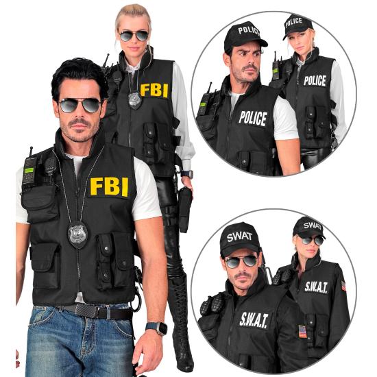 "SWAT | FBI | COLETE TÁTICO DA POLÍCIA" com 3 distintivos removíveis