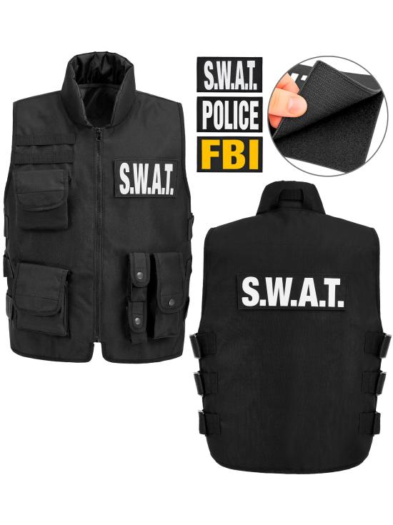"SWAT | FBI | COLETE TÁTICO DA POLÍCIA" com 3 distintivos removíveis