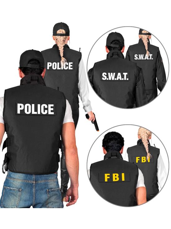 "SWAT | FBI | COLETE TÁTICO DA POLÍCIA" com 3 distintivos removíveis