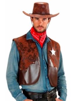 Colete jeans marrom adulto