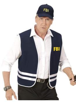 Colete e boné de inspetor do FBI