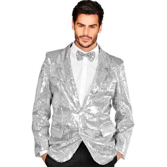 Casaco adulto prateado com lantejoulas