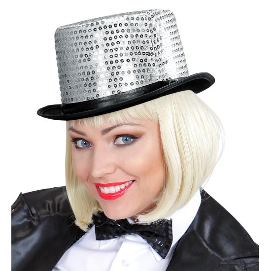 Cartola prateada com lantejoulas para adulto