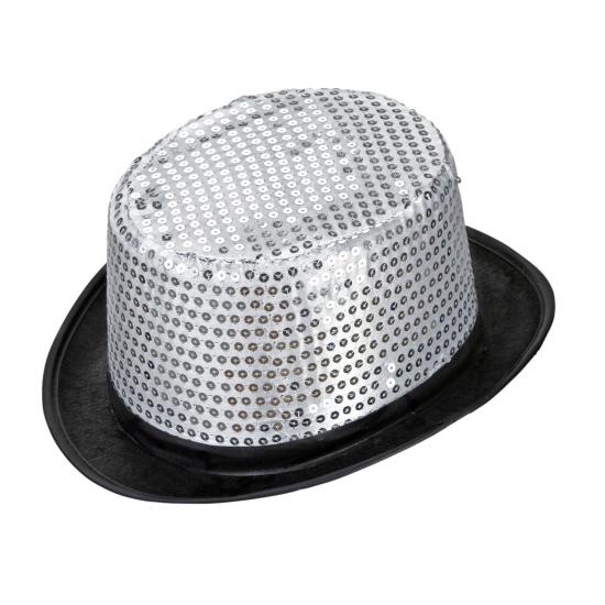 Cartola prateada com lantejoulas para adulto
