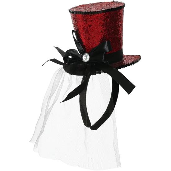 Minichapéu vermelho com faixa de cabeça