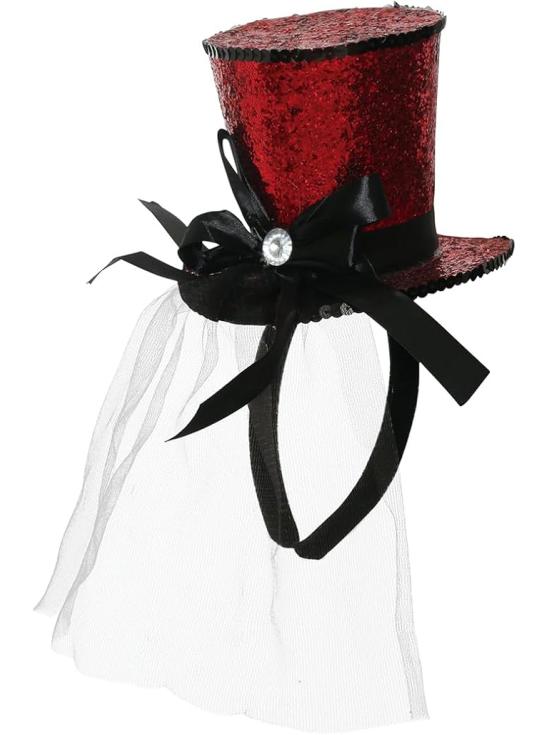 Minichapéu vermelho com faixa de cabeça