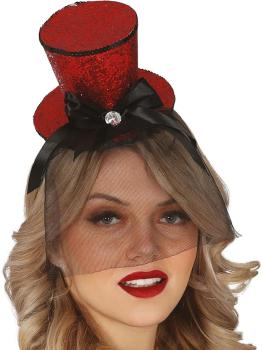 Minichapéu vermelho com faixa de cabeça