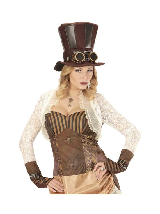 Chapéu e óculos steampunk.