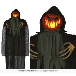 Abóbora Pendurada com Luz 120 cm – Decoração de Halloween com Som e Movimento