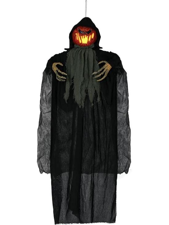 Abóbora Pendurada com Luz 120 cm – Decoração de Halloween com Som