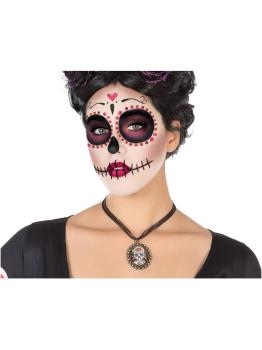 Colar Catrina Dia dos Mortos com Medalhão de Caveira
