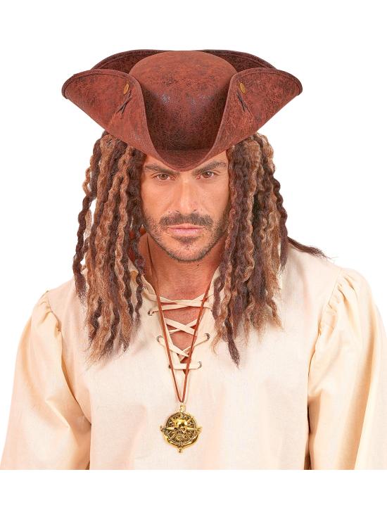 Colar com medalhão de caveira pirata