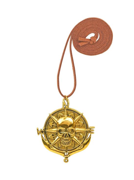 Colar com medalhão de caveira pirata