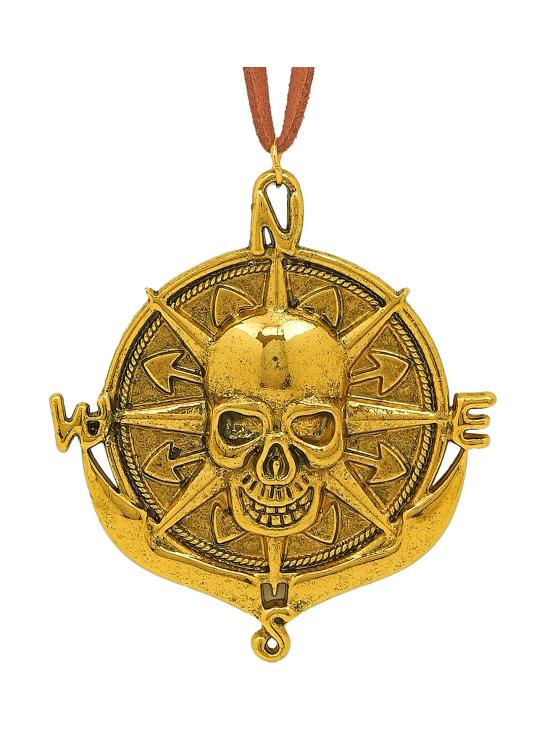 Colar com medalhão de caveira pirata