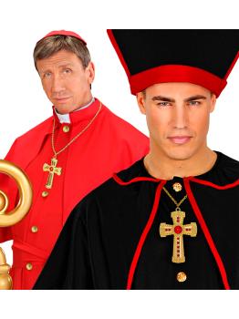 Colar Cruz Dourada Sacerdote/Bispo
