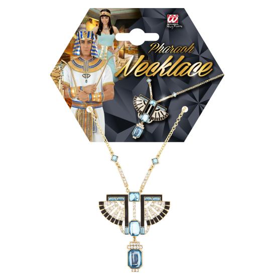 Colar Faraó Dourado com Pedras Azuis – Acessório para Traje Egípcio