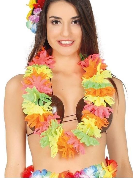 Lei havaiana extra colorida neon multicolorida