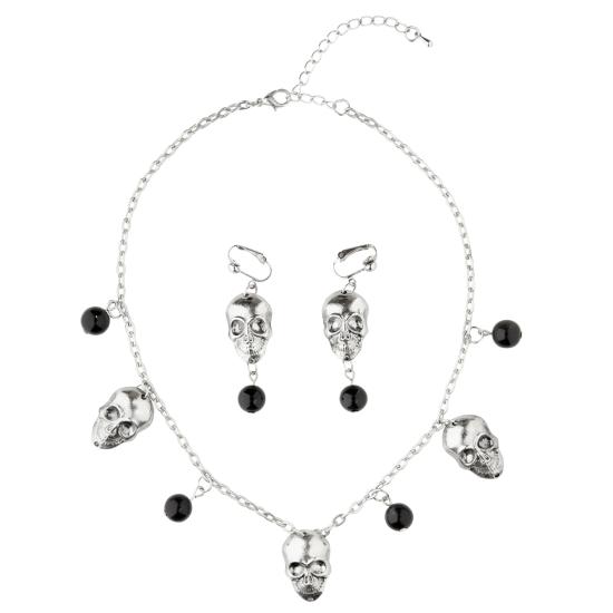 Colar de Prata e Pingentes de Caveira