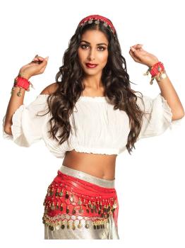 Conjunto de dança do ventre Zingara ou vermelho