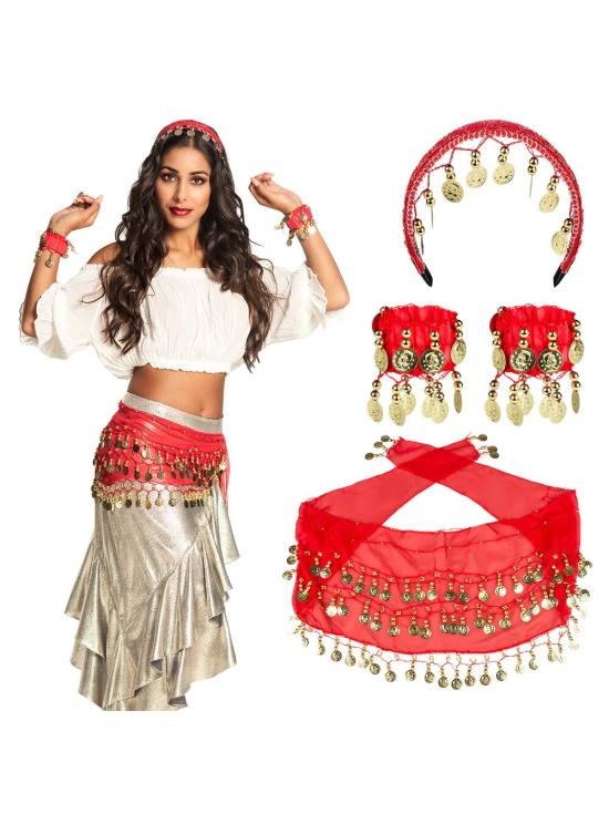 Conjunto de dança do ventre Zingara ou vermelho