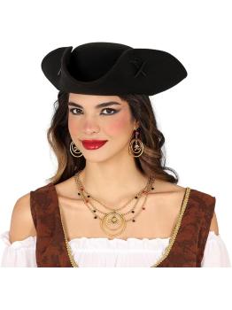 Conjunto de colar e brincos metálicos de pirata - Acessórios de joalheria para mulheres