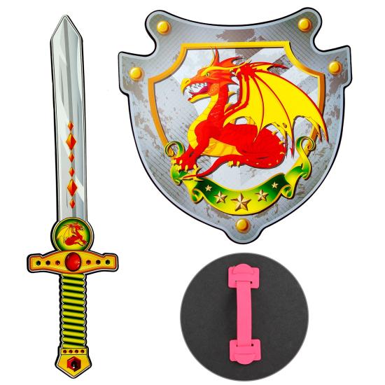 Conjunto de espada e escudo de espuma do Cavaleiro Dragão