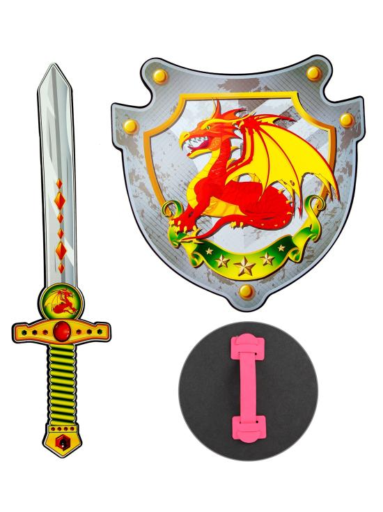 Conjunto de espada e escudo de espuma do Cavaleiro Dragão