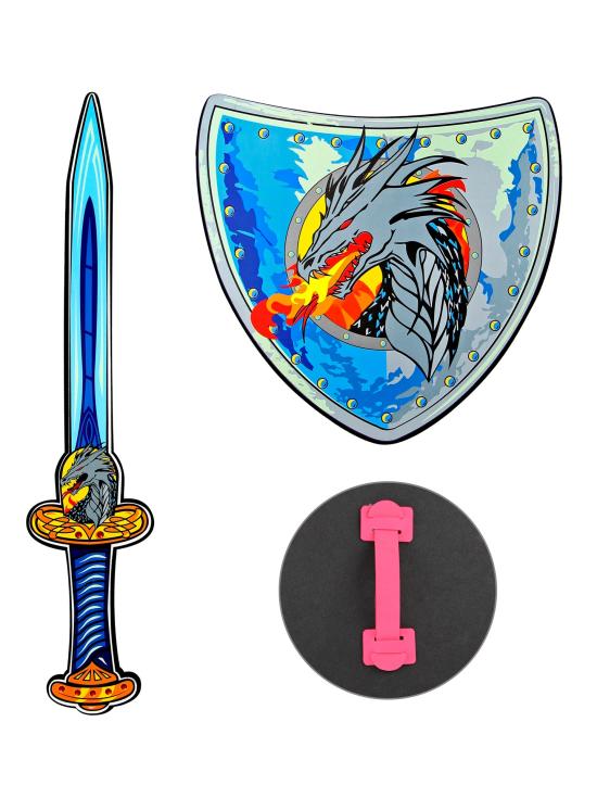 Conjunto de espada e escudo de espuma do Cavaleiro Dragão de Fogo
