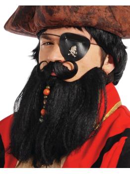 Conjunto de fantasias de barba preta e bigode.
