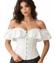 Corpete branco com babados para mulheres - Traje de princesa, marquesa e dama de época