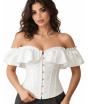 Corpete branco com babados para mulheres - Traje de princesa, marquesa e dama de época