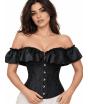 Corset preto com babados para mulheres - Traje de princesa, marquesa e dama de época