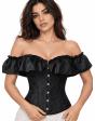 Corset preto com babados para mulheres - Traje de princesa, marquesa e dama de época