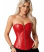 Corset feminino vermelho com efeito de couro e zíper frontal - Fantasia Sexy