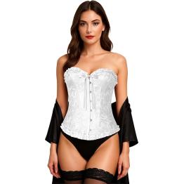 Corset branco feminino – Top para fantasias de princesas, marquesas e festas de carnaval.